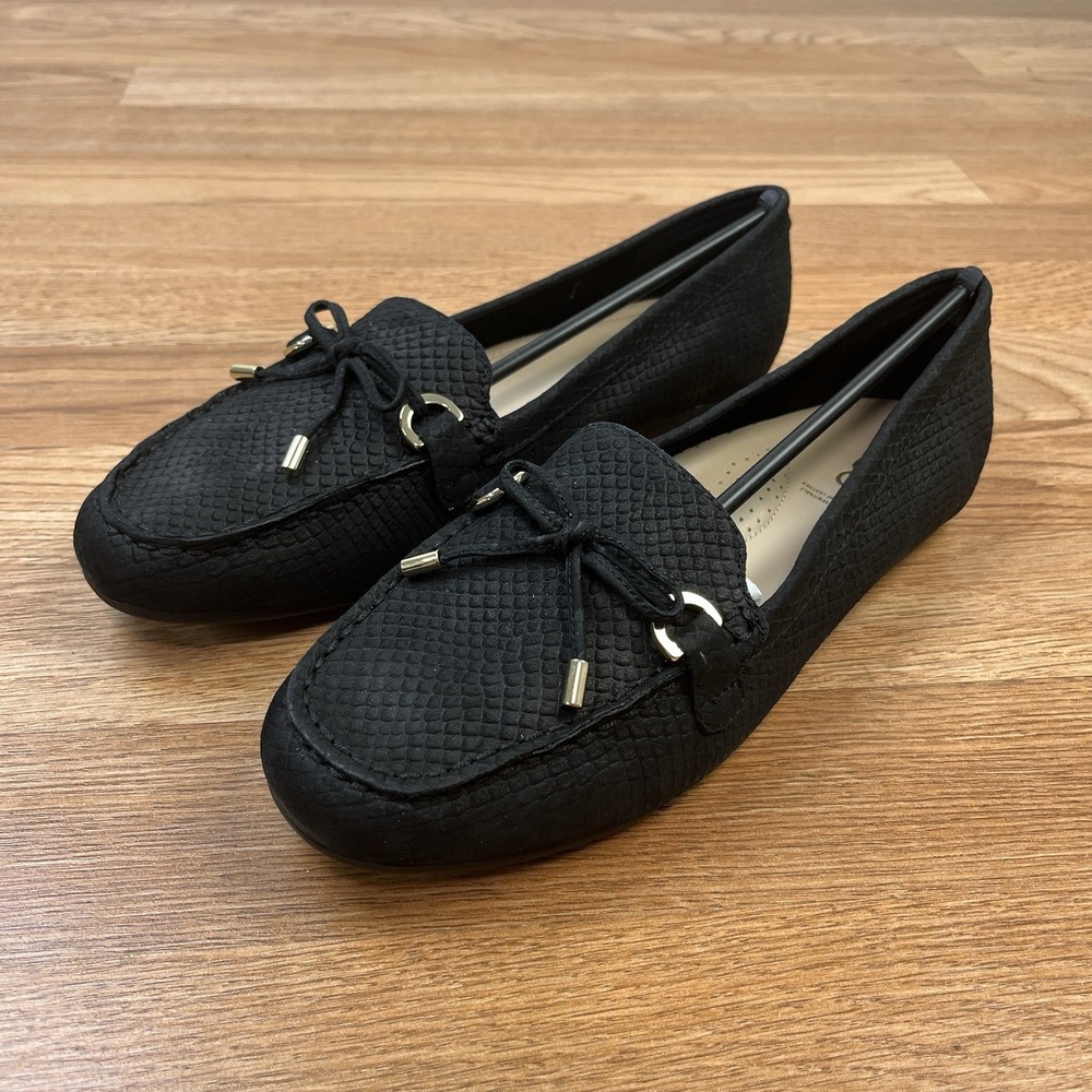 Aldo Adrerinia Bow Flats Loafers Black Suede Shoes Women's Size 8 NEW